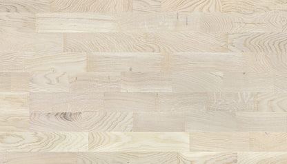 3 juostų ąžuolo parketlentės „Promo White“ Extra Matt Lacquered Gloss 5–11% – #13202