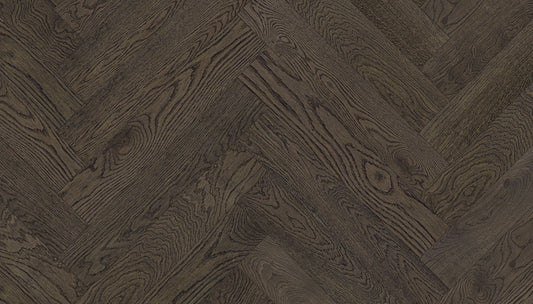 „Herringbone“ rašto ąžuolo parketlentės „BC Lava Grey“ Extra Matt Lacquered Gloss 5–11% – #14005