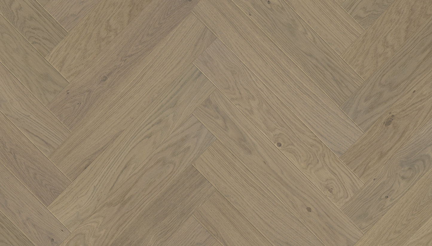 „Herringbone“ rašto ąžuolo parketlentės „Sandstone AB“ Extra Matt Lacquered Gloss 5% – #14025