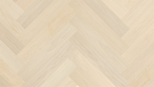 „Herringbone“ rašto ąžuolo parketlentės „Nova Eco Elite Latte“ Extra Matt Lacquered Gloss 5% – #14069