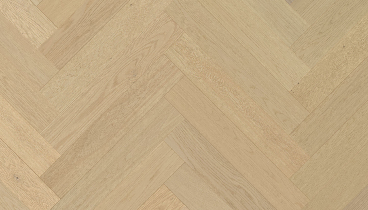 „Herringbone“ rašto ąžuolo parketlentės „AB Dazy“ Extra Matt Lacquered Gloss 5% – #14287