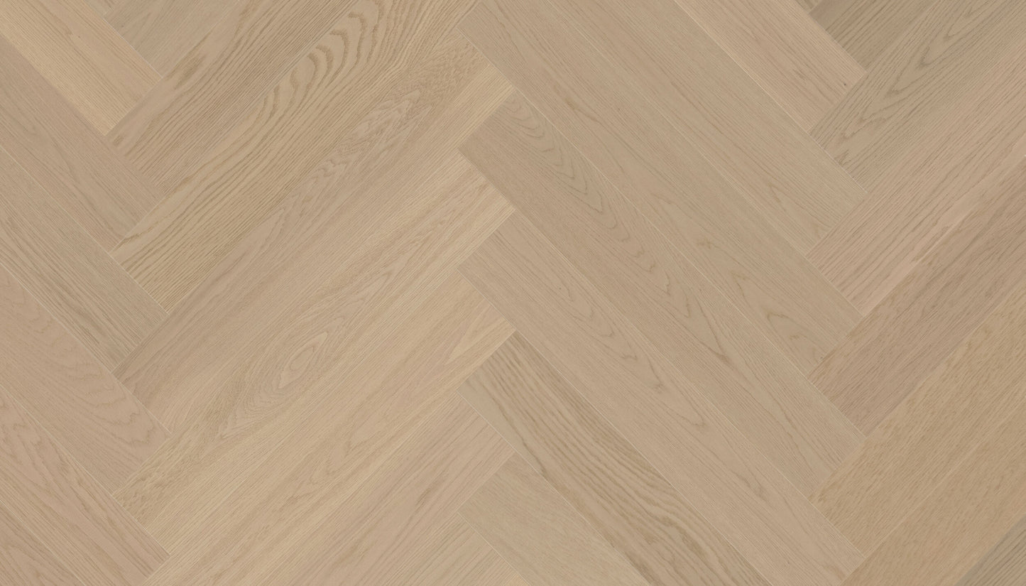 „Herringbone“ rašto ąžuolo parketlentės „Nova Eco Elite Dazy“ Extra Matt Lacquered Gloss 5% – #14508