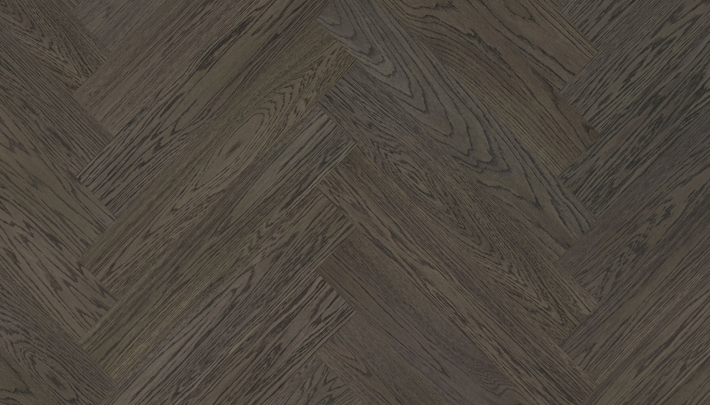 „Herringbone“ rašto ąžuolo parketlentės „Nova Eco Elite Lava Grey“ UV-Oil – #14510