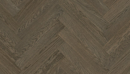„Herringbone“ rašto ąžuolo parketlentės „Nova Elite Brown“ R+L T&G Extra Matt Lacquered 5% Gloss 4B nano Brushed – #14520