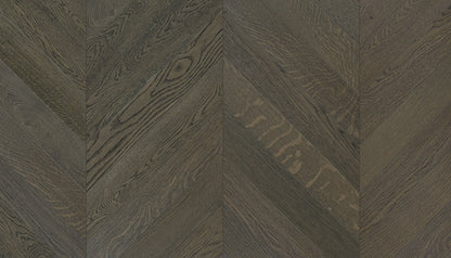 „Chevron“ rašto ąžuolo parketlentės „Nordic S Lava Grey“ Extra Matt Lacquered Gloss 5% – #15030