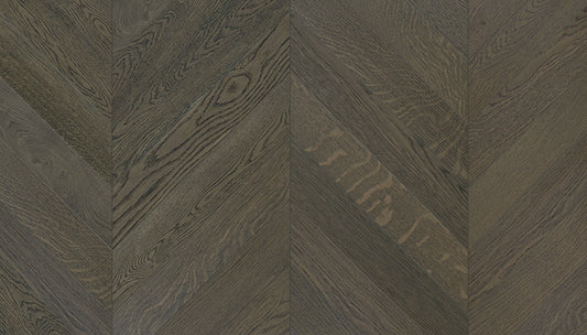„Chevron“ rašto ąžuolo parketlentės „Nordic S Lava Grey“ Extra Matt Lacquered Gloss 5% – #15030