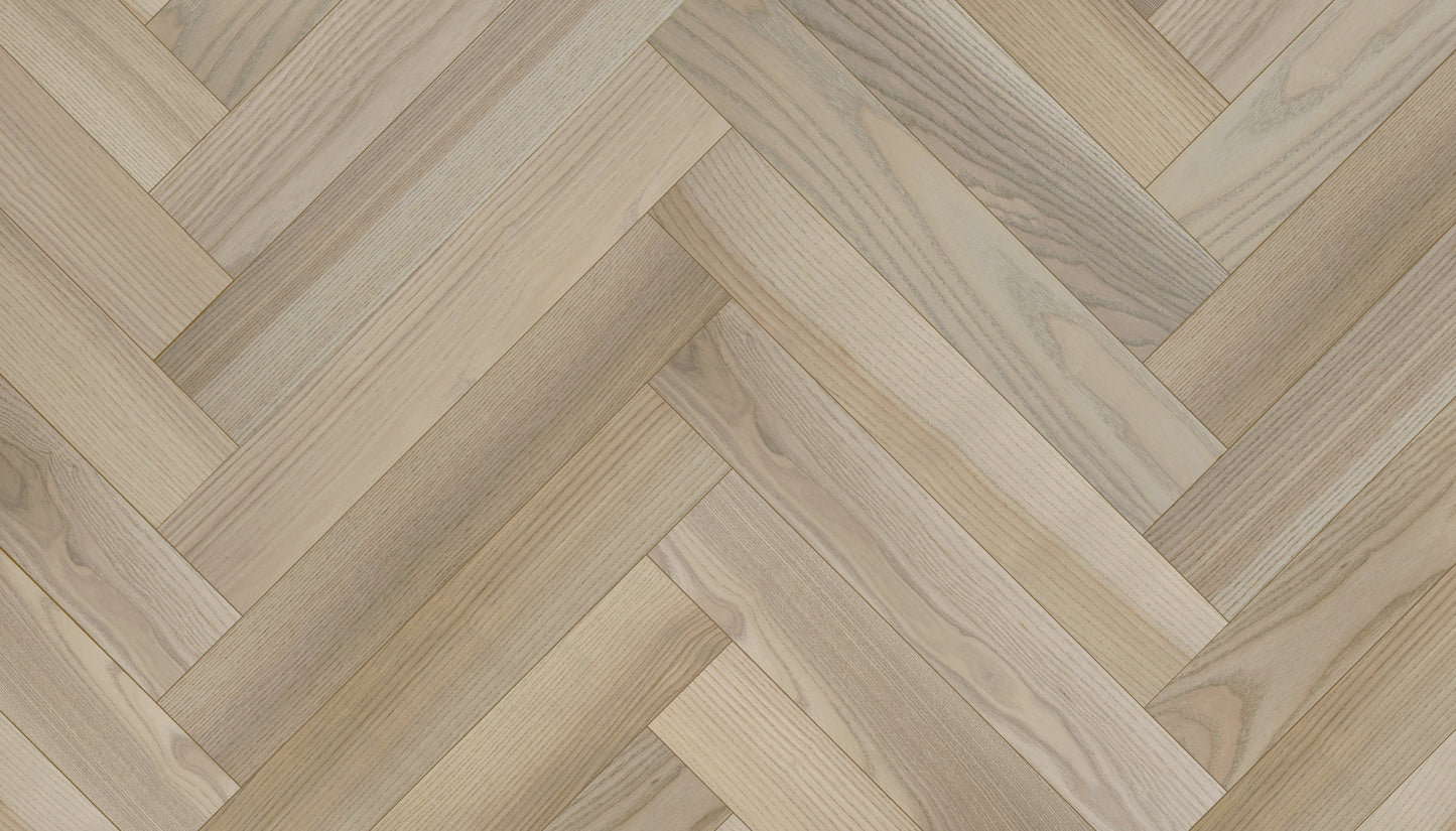 Eglutės rašto uosio parketlentės „Elegant Sandstone“ Extra Matt Lacquered Gloss 5% # 24012