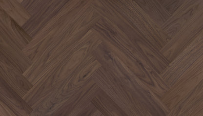 „Herringbone“ rašto riešutmedžio parketlentės „Nova Eco Elite“ Extra Matt Lacquered Gloss 10–15% – #34025